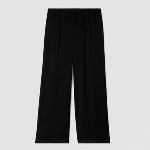 New Eileen Fisher Textured Cupro Wide-Leg Pant in Black Size Large